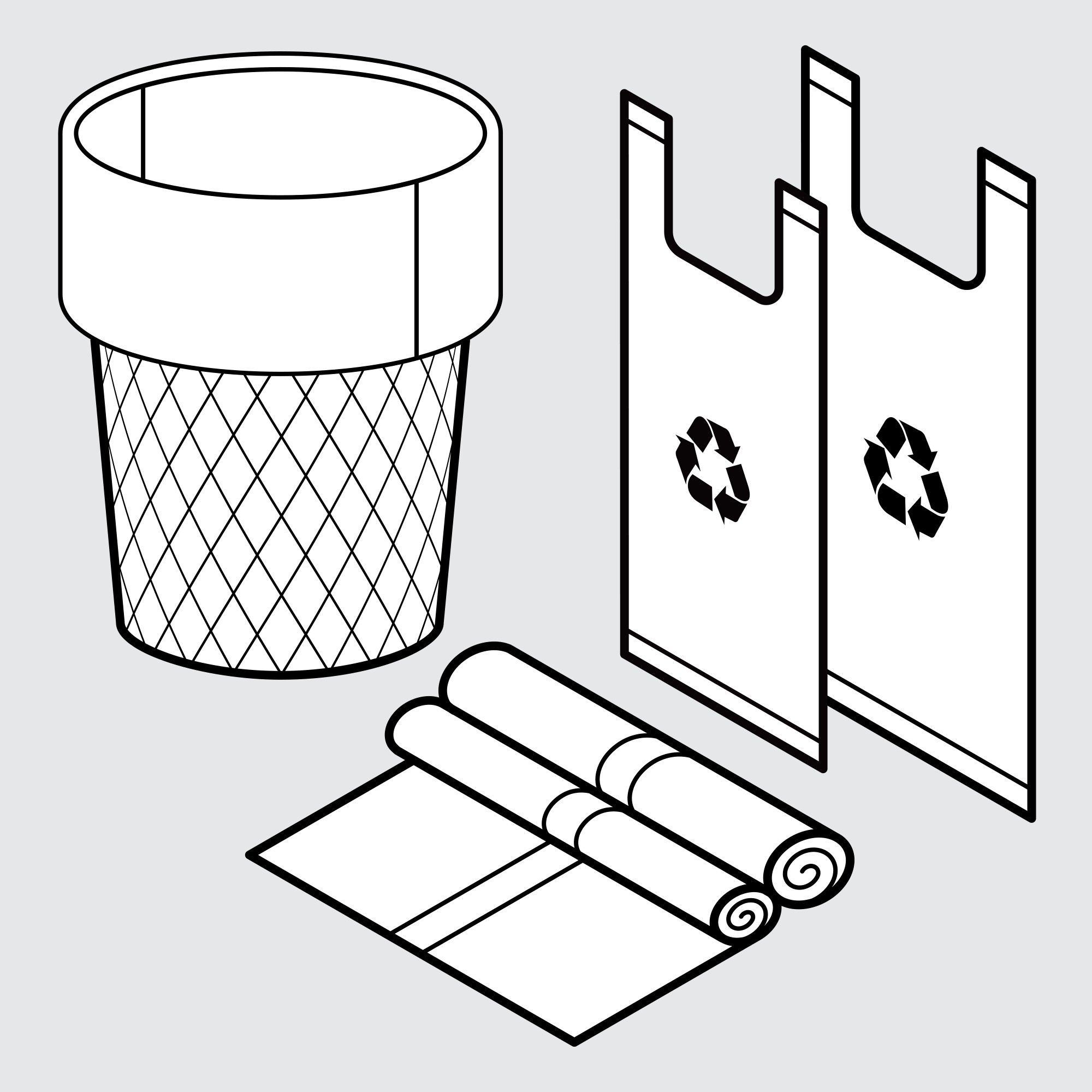 Rubbish and Refuse Drawing Set Drawing of Sample Bags for Rubbish and Refuse